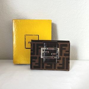 ❌SOLD❌ Fendi Zucca Brown Beige Canvas Leather Wallet